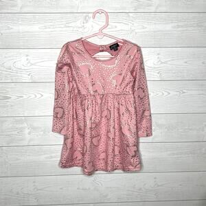 Picapino pink with gold hearts long sleeve Dress girls size 4